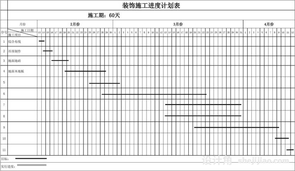 办公室装修进度计划表